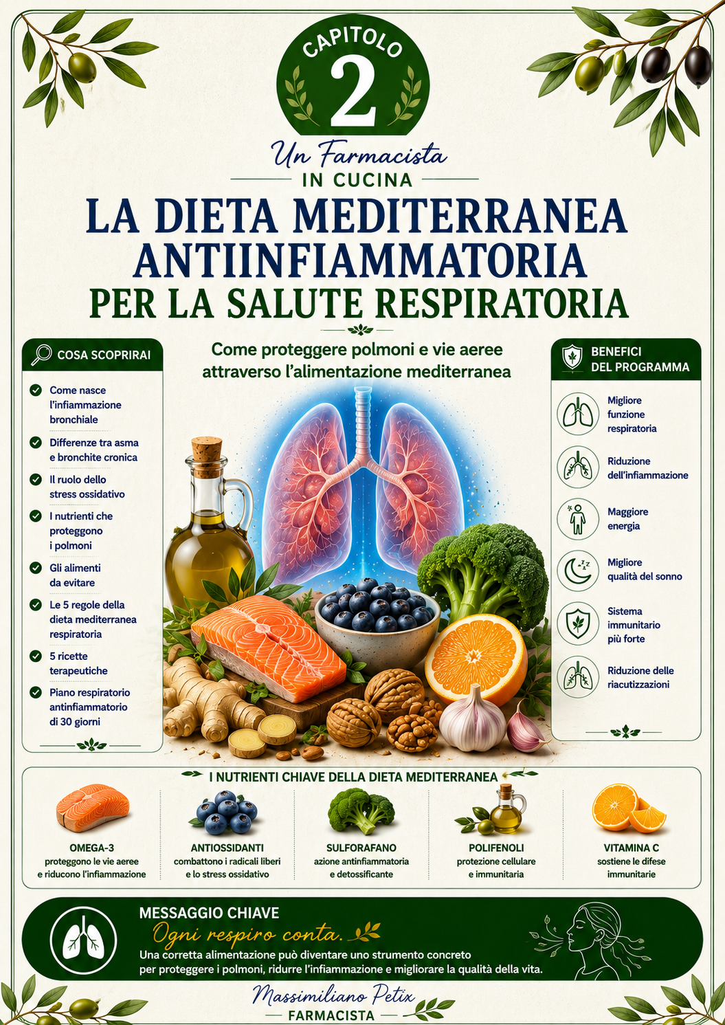 La Dieta Mediterranea Antinfiammatoria per la Salute Respiratoria